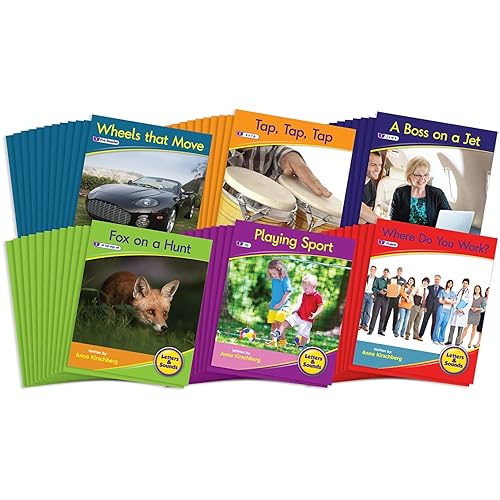 Miniatura 4 de Junior Learning Beanstalk - Caja de libros decodificables de no ficción con letras y sonidos, multicolor, incluye 72 títulos