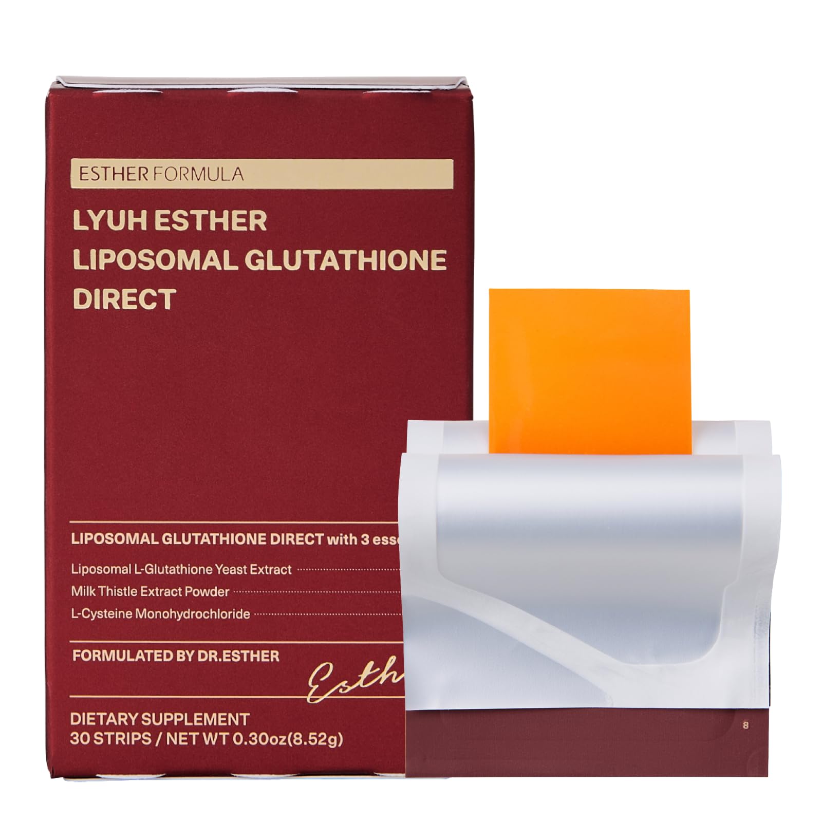 Liposomal Glutathione Direct (284mg*30strips) Glutathione Strips, Korean Beauty Supplement Made in USA for antioxidant, Even Skintone, K-Beauty