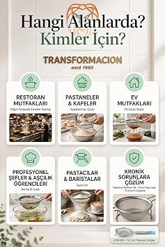 Transformacion Endüstriyel Titanyum 7 mm Çerçeveli İnce Gözenekli Tel Süzgeç Kevgir Profesyonel Şef Tipi 18/10 304 Paslanmaz Çelik 18.5 cm 723686