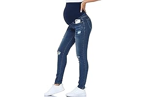 Women's Maternity Ripped Jeans: Stylish & Comfortable Pregnancy Denim