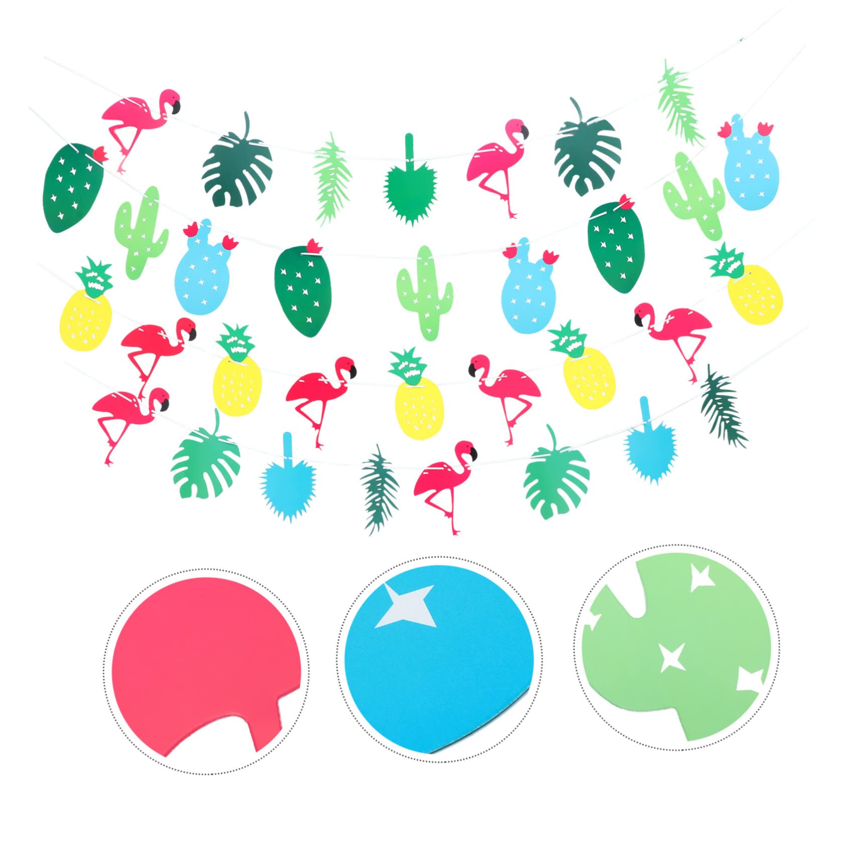 Toyvian Guirnalda De Decoración Hawaiana Diseño De Flamencos y Frutas Banderines Coloridos Para Fiesta Tropical Para Cumpleaños y Celebraciones Familia
