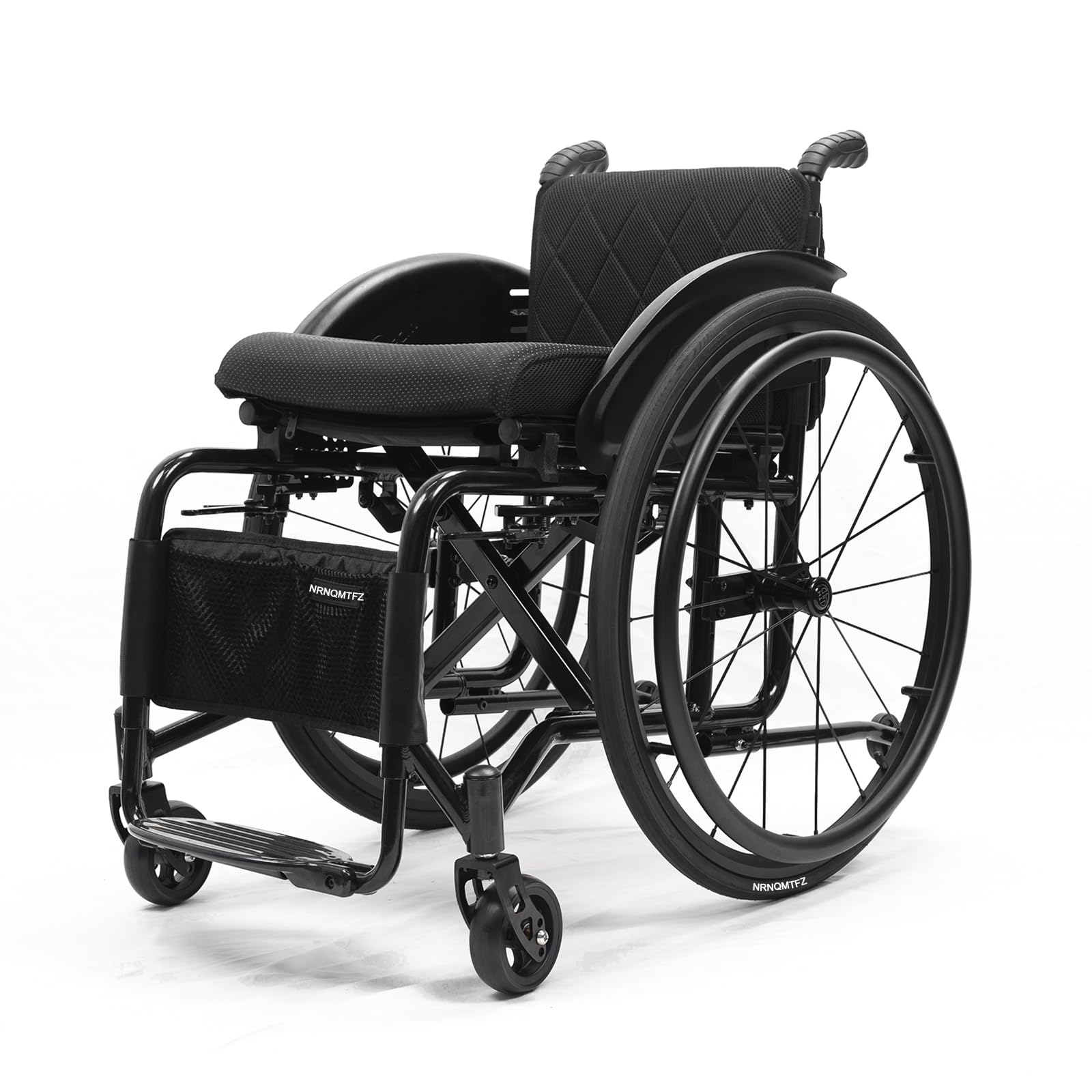 Sedia a Rotelle Sport All'Aria Aperta, Sedia a rotelle pieghevole Super-leggera da transito in alluminio,semovente manuale con poggiagambe oscillante,carico 100 kg(Seat width 38cm/15in,Black)