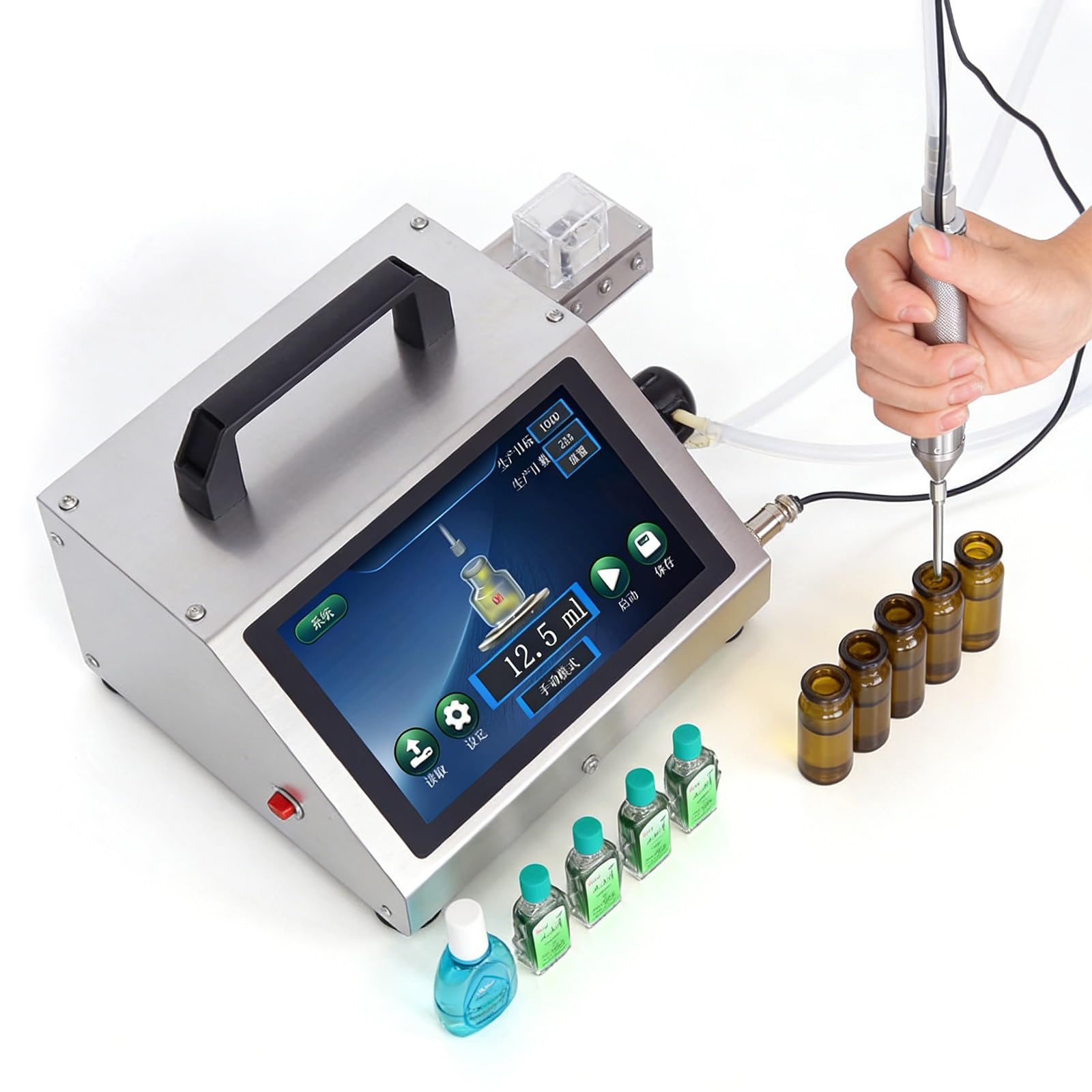 Máquina automática de llenado de líquidos con panel táctil para aceites esenciales, perfumes y miel, equipo de embotellado de acero inoxidable para empresas domésticas y productores