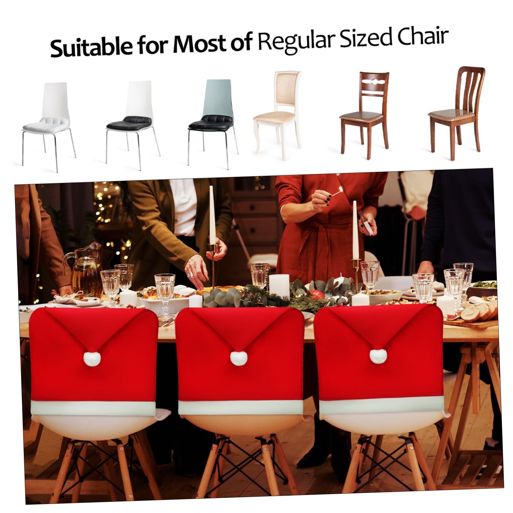 PRETYZOOM 10 Piezas Fundas para Sillas Navideñas Rojas Fundas Navideñas para Sillas para Interiores para Fiestas de Navidad Cocina o Sala de Estar