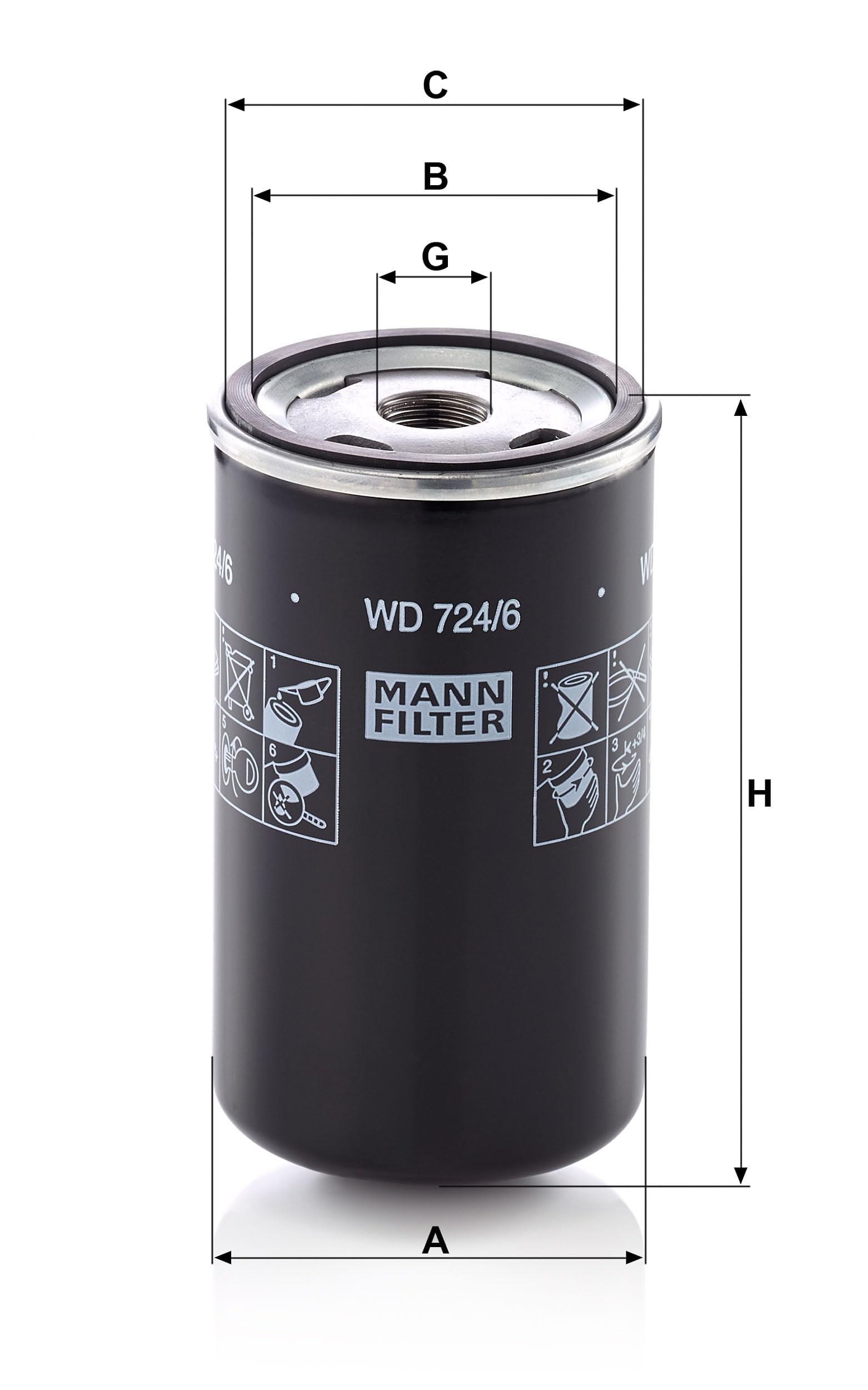 MANN-FILTER WD 724/6 Filtre à huile Hydraulique - pour Applications non routières