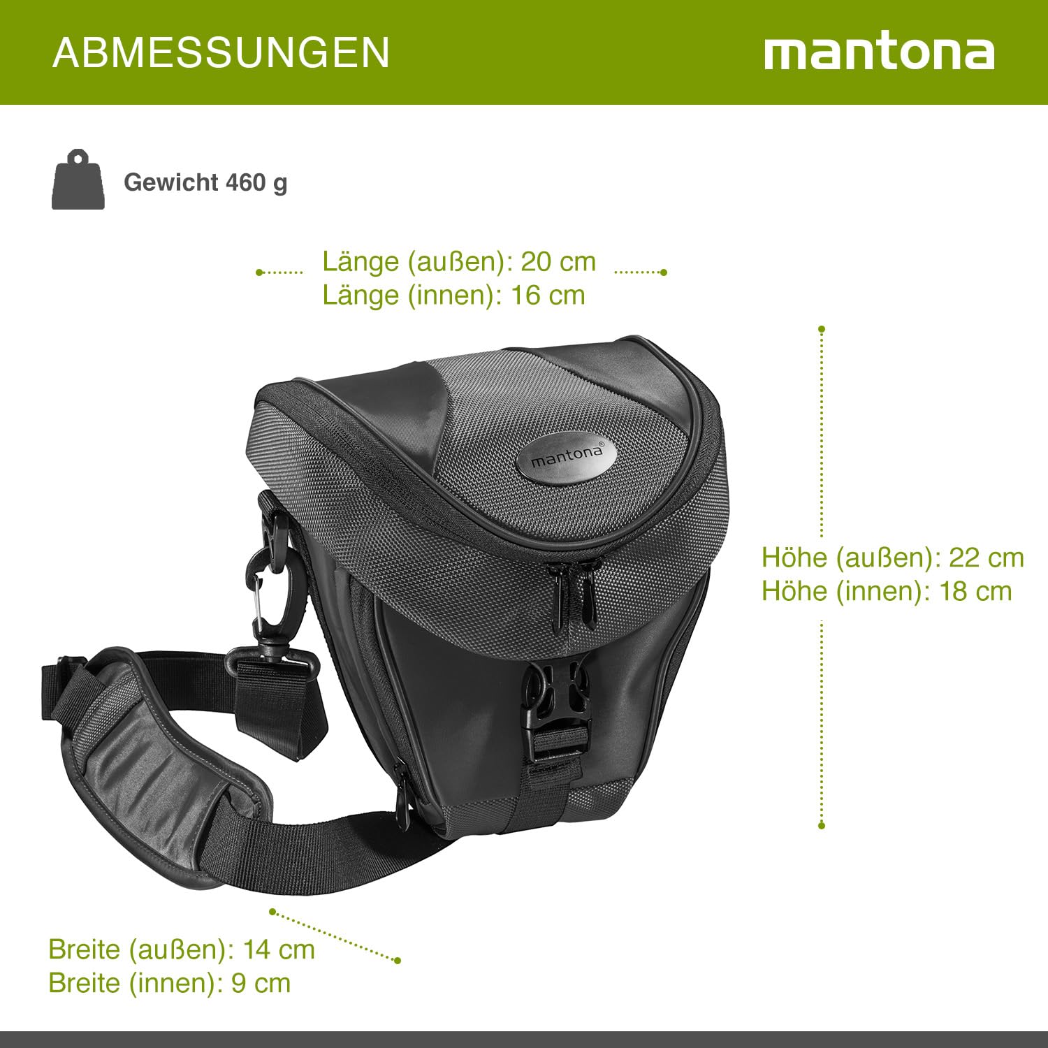 Mantona Sacoche Appareil Photo DSLR - Étanche, Compartiment Accessoires, Sangle bandoulière, Parfait pour Reflex, Compact et Hybride