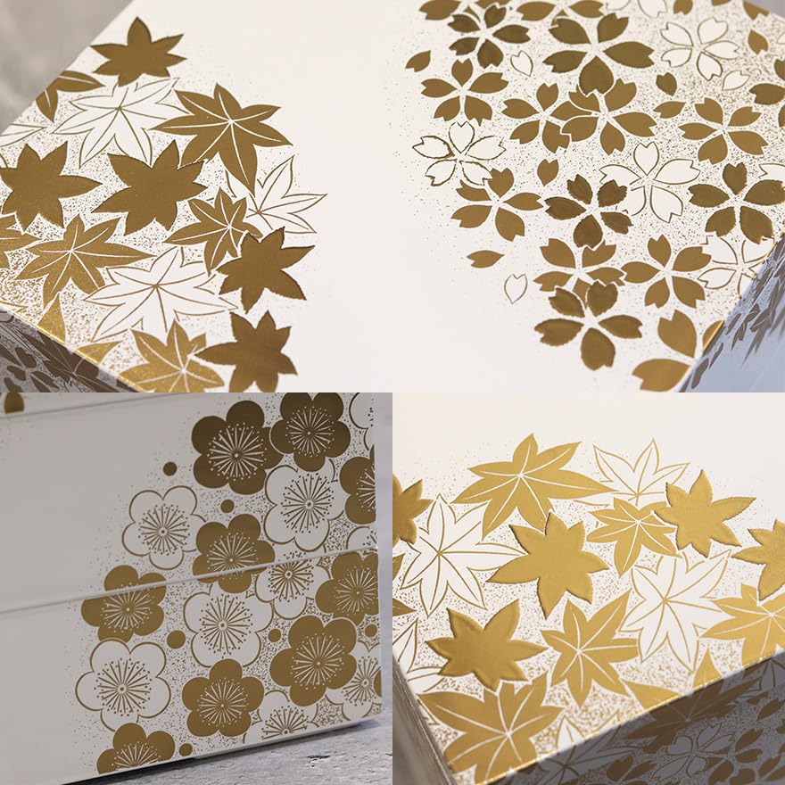 Amazon | 重箱 三段 お重箱 日本製 北市漆器 3段 重箱 花丸春秋 6寸 白