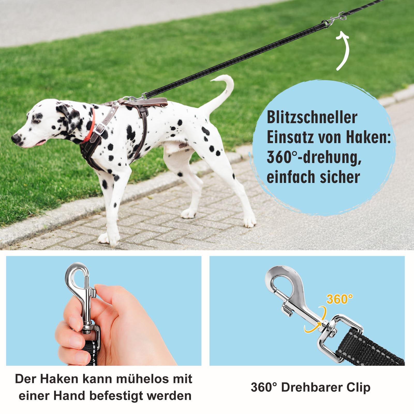 Aystkniet Schleppleine 30M Hundeleine mit Abnehmbare Elastische Kordel | Abschließbarer Haken | Gepolsterter Griff, Langlaufleine Trainingsleine für Mittlere Große Hunde