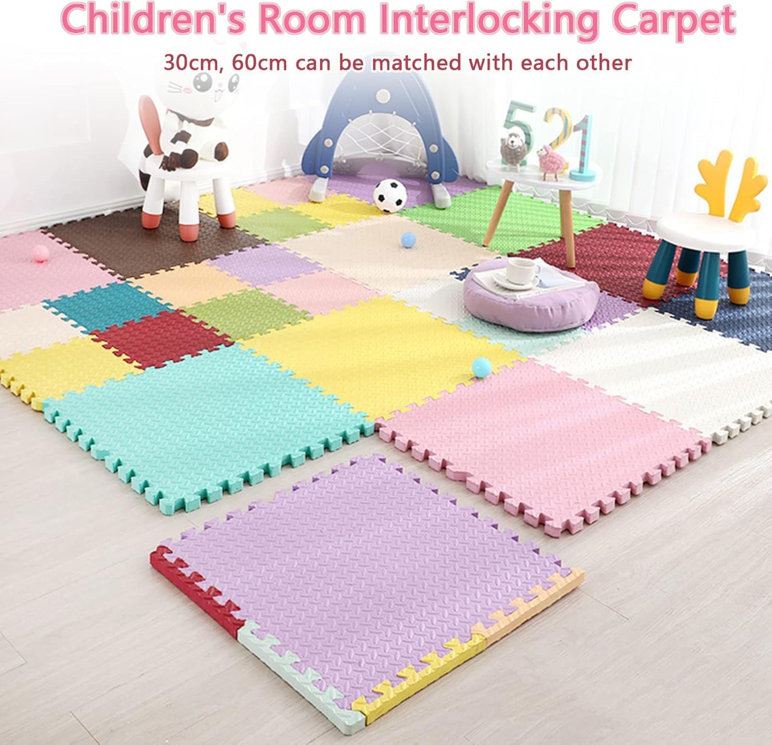 12PCS Maty z pianki blokujące z granicą, matą podłogową, matami podłogowymi, płytkami dywanowymi, dywanikami z miękkiego zagęszczenia, mata do zabawy na rzecz gimnastyczną, CP 3,1 "grubość