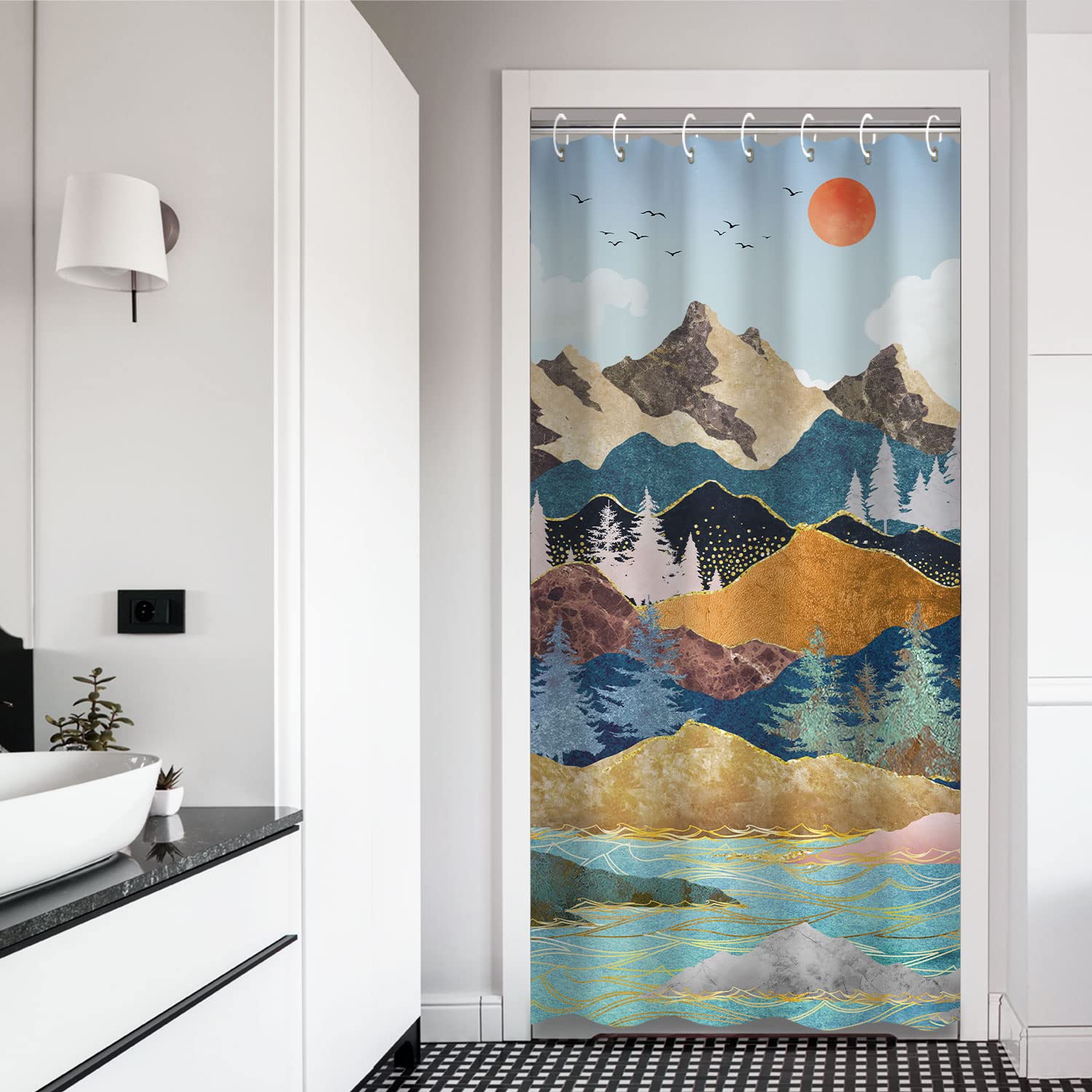 RosieLily Stall Shower Curtain 36" x 72" Inches Small Shower Curtain Rustic Shower Curtain Hooks Country Farmhouse Shower Curtain Wooden Vintage Farm