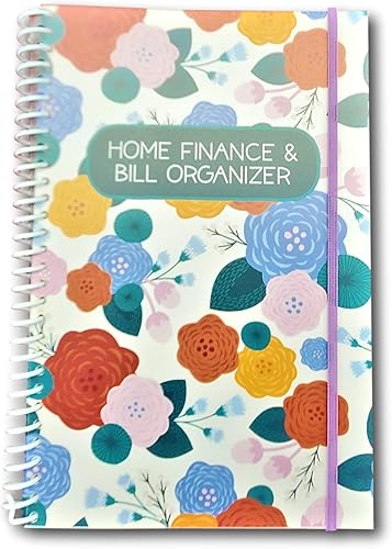 Home Finance & Bill Organizador con bolsillos (flores rosas, azules y amarillas sobre blanco)