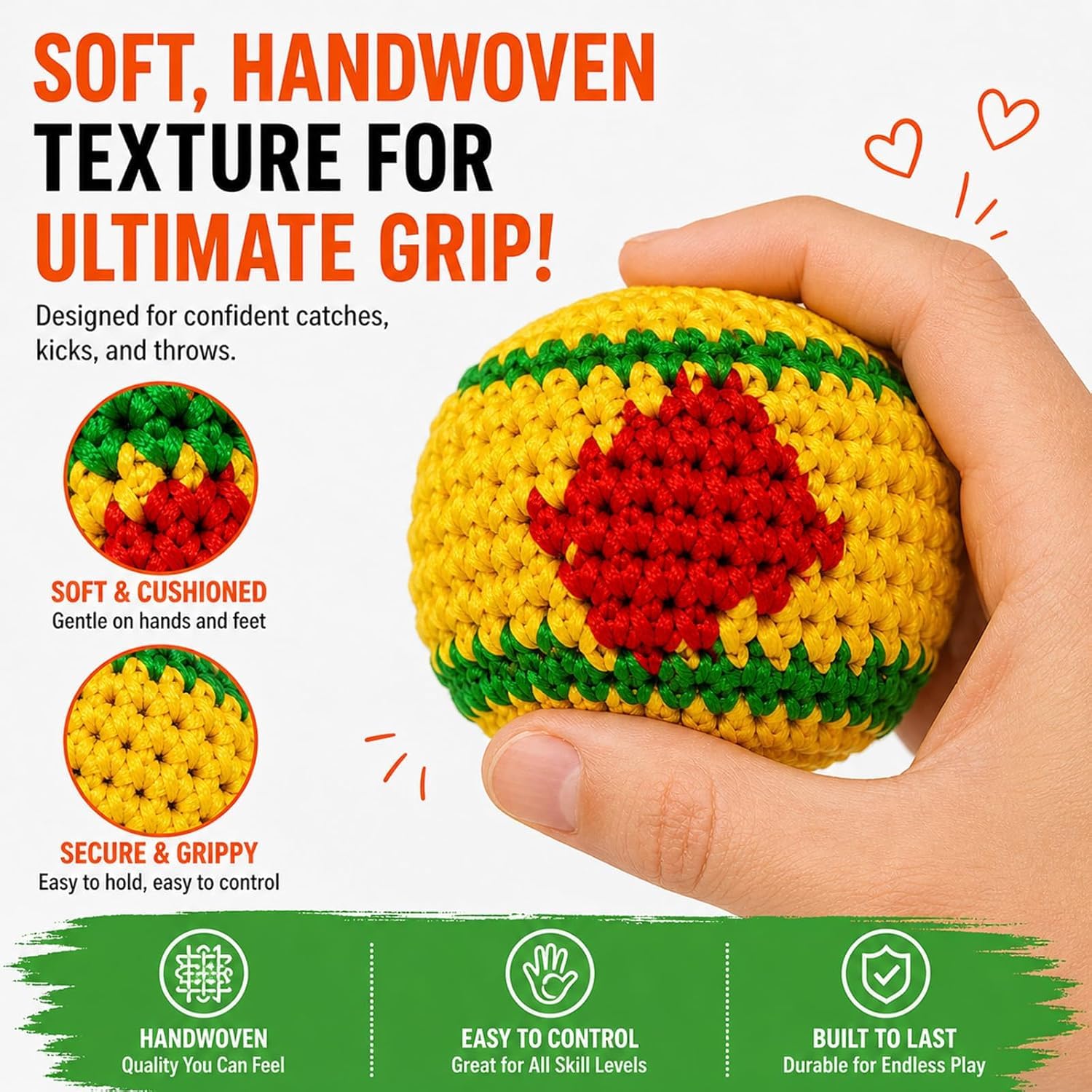 Balles de Frappe Tricotées Ensemble 6/12/18 Sacs de Pieds au Crochet pour Enfants Adultes Jeux Plein Air