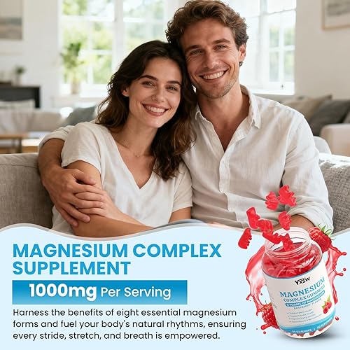 Miniatura 5 de Gomitas de complejo de magnesio 8 elementales de 1000 mg  Glicinato de magnesio, citrato, malato, taurato, para huesos, músculo, salud nerviosa,