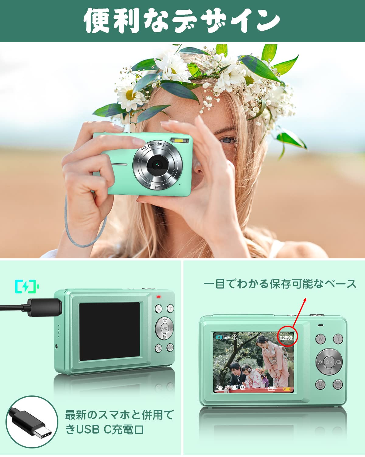 Amazon | Rosdeca デジタルカメラ デジカメ 4400万画素 HDカメラ