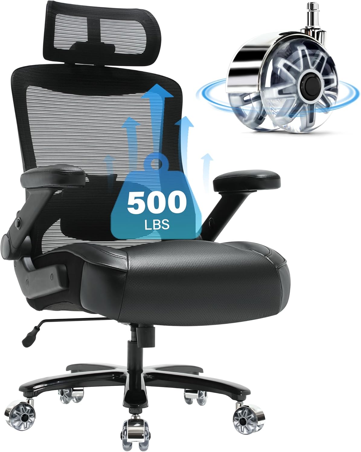 Desk Chair COOLKA Big Tall Office Chair 500lb Capacity