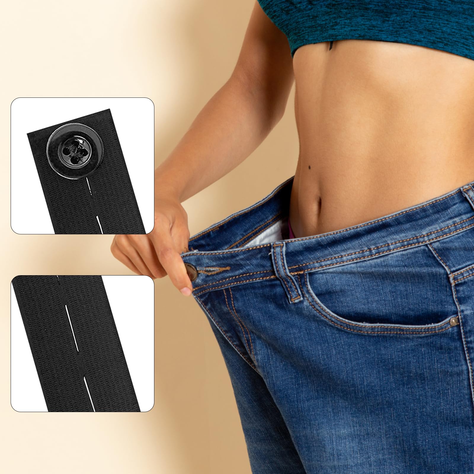 8 Élastiques Extenseurs De Taille Pour Pantalons & Jeans - Ajustables, Grossesse, 8 Couleurs - 6