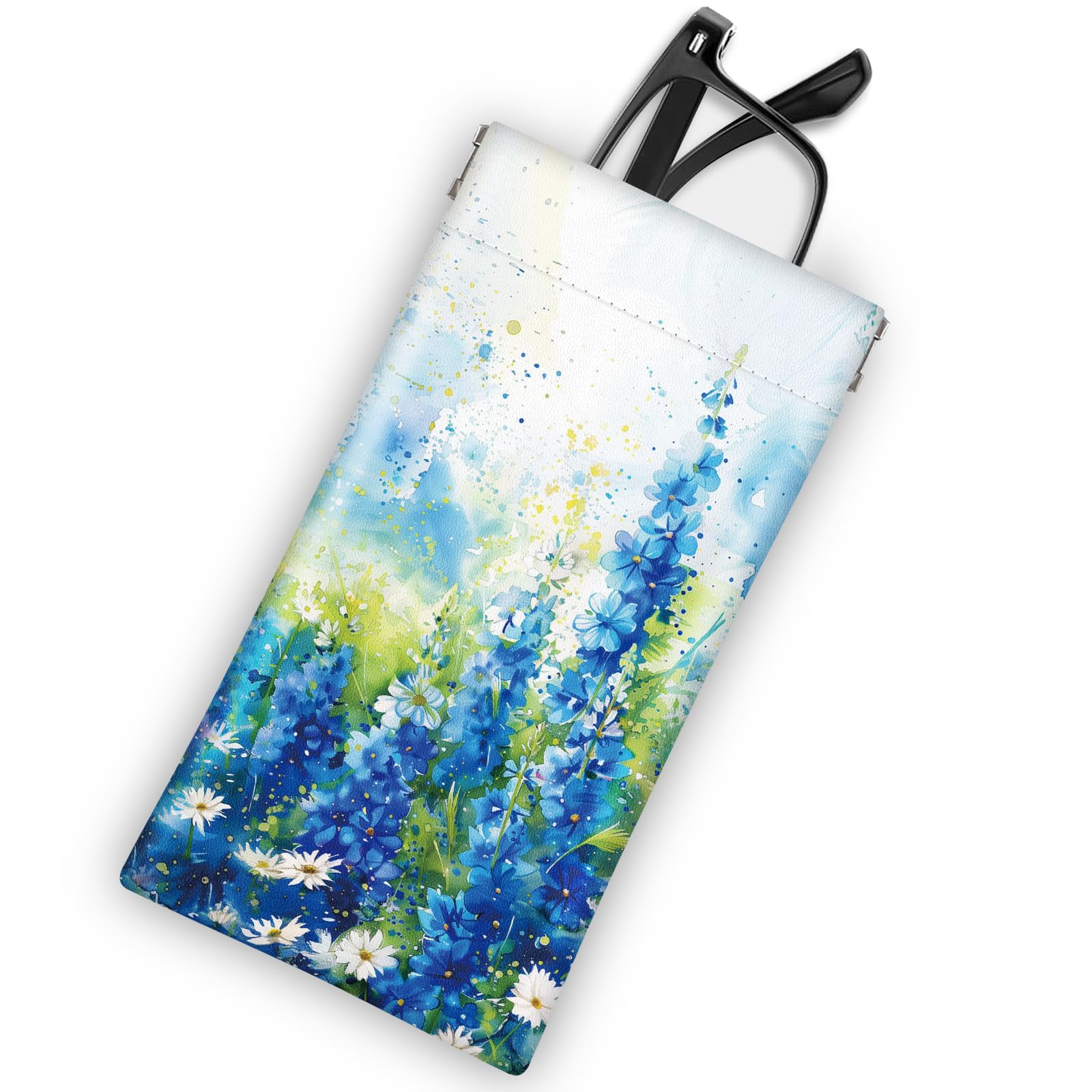 Mcapirivo Soft Sunglasses Eyeglass Glasses Case,7x3.5inch Portable PU Leather Squeeze Top Holder Bag Pouch for Women Men