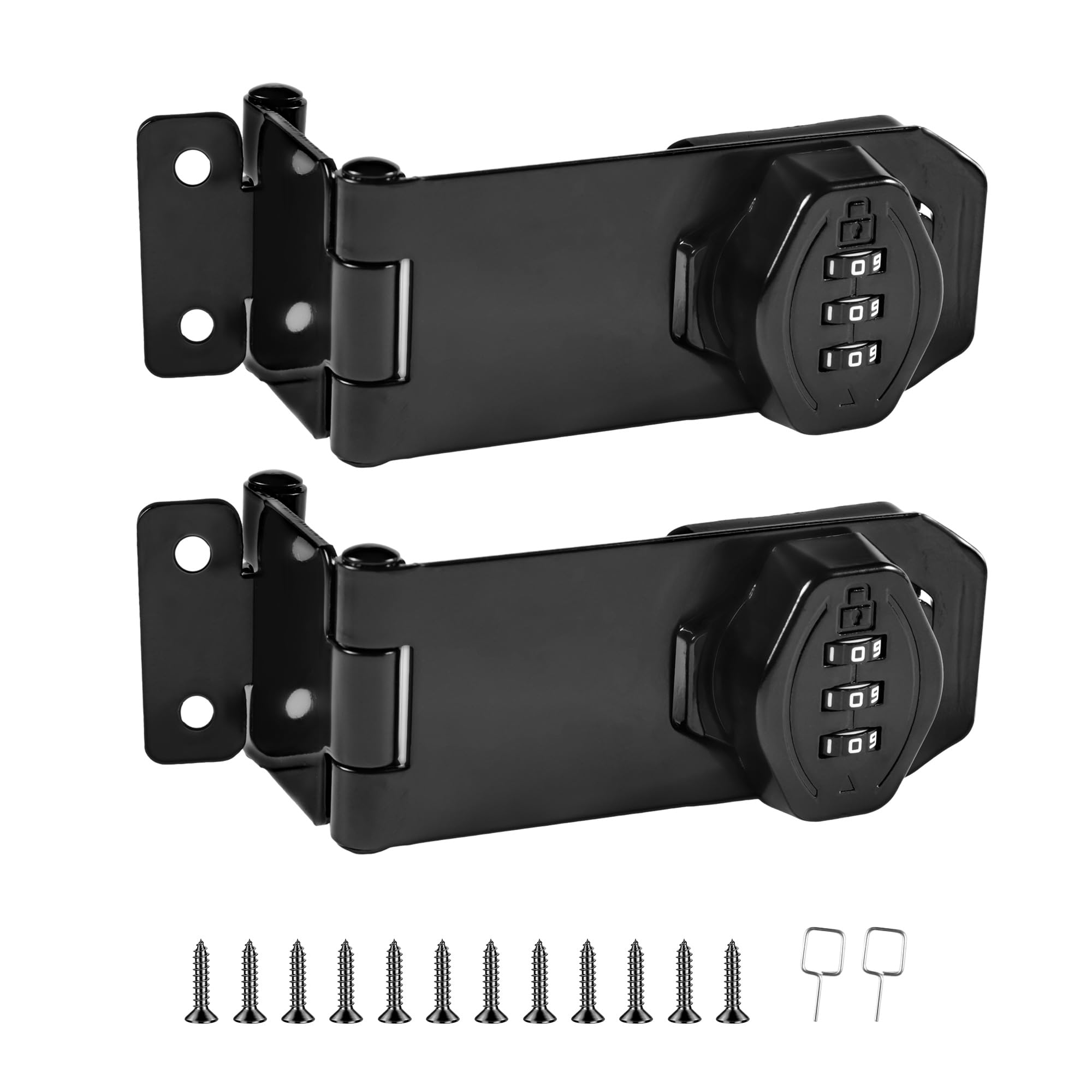 Malimali 100mm 90/180 Degree Hasp Latch with Combination Lock, Shed Lock
