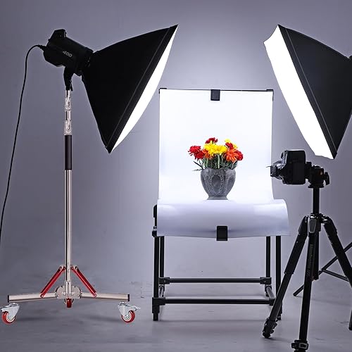 Miniatura 6 de Soporte de luz resistente con ruedas  Altura máxima de 10 pies120.1 in, trípode ajustable 100% acero inoxidable para estudio Softbox, Monolight,