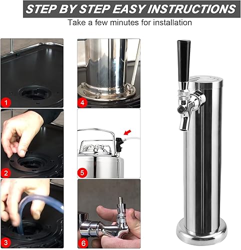 Miniatura 5 de Torre Kegerator Grifo de cerveza de un solo grifo Torre de cerveza, torre de faceta de cerveza, dispensador de grifo de cerveza Torre de acero