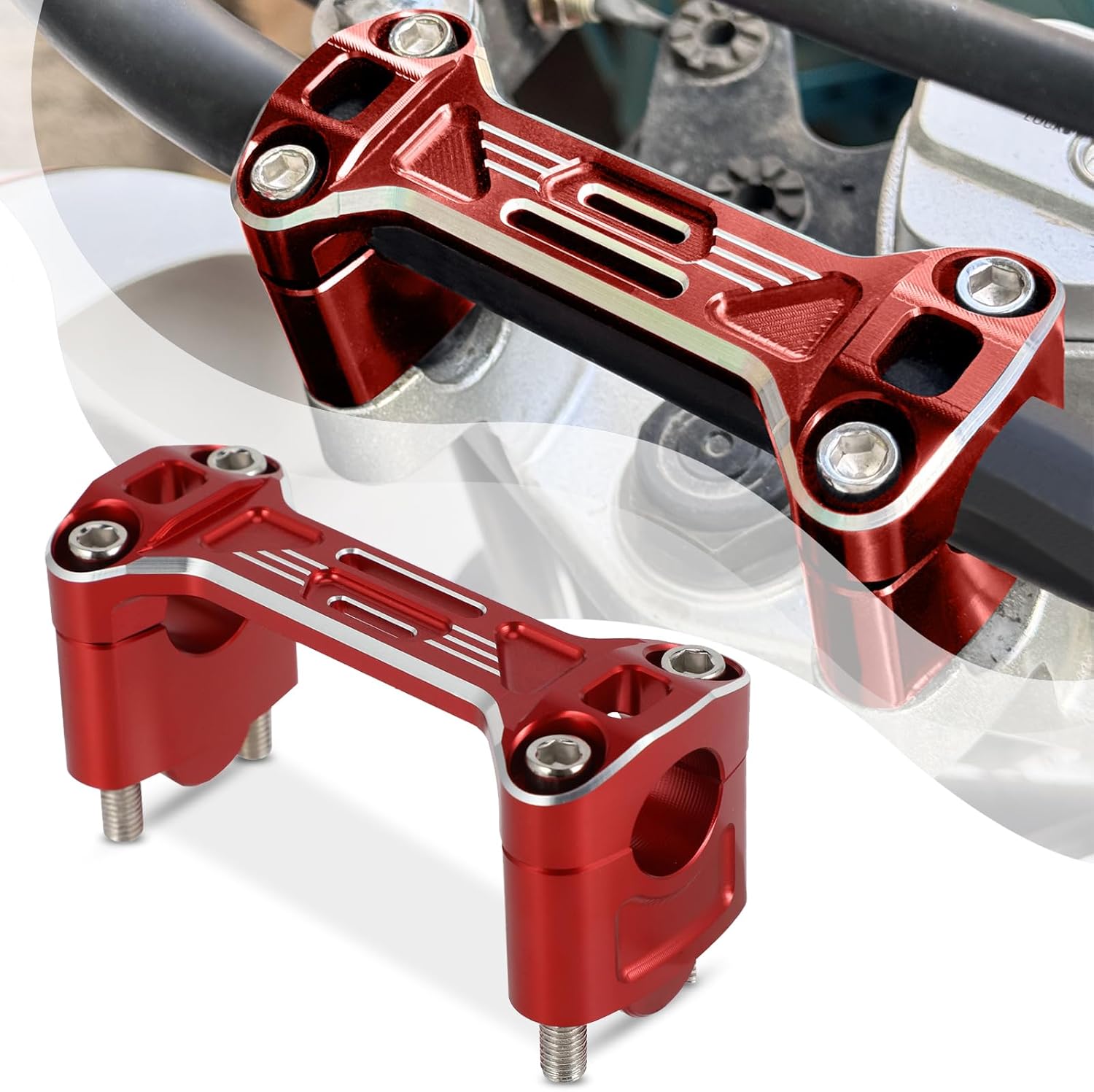 Handlebar Risers for Hawk 250,7/8'' 30mm Motorcycle Riser HandLe Bar Clamp Mounts CNC for Hawk250/Hawk 250cc(Not Fit Hawk 250 DLX) - Red
