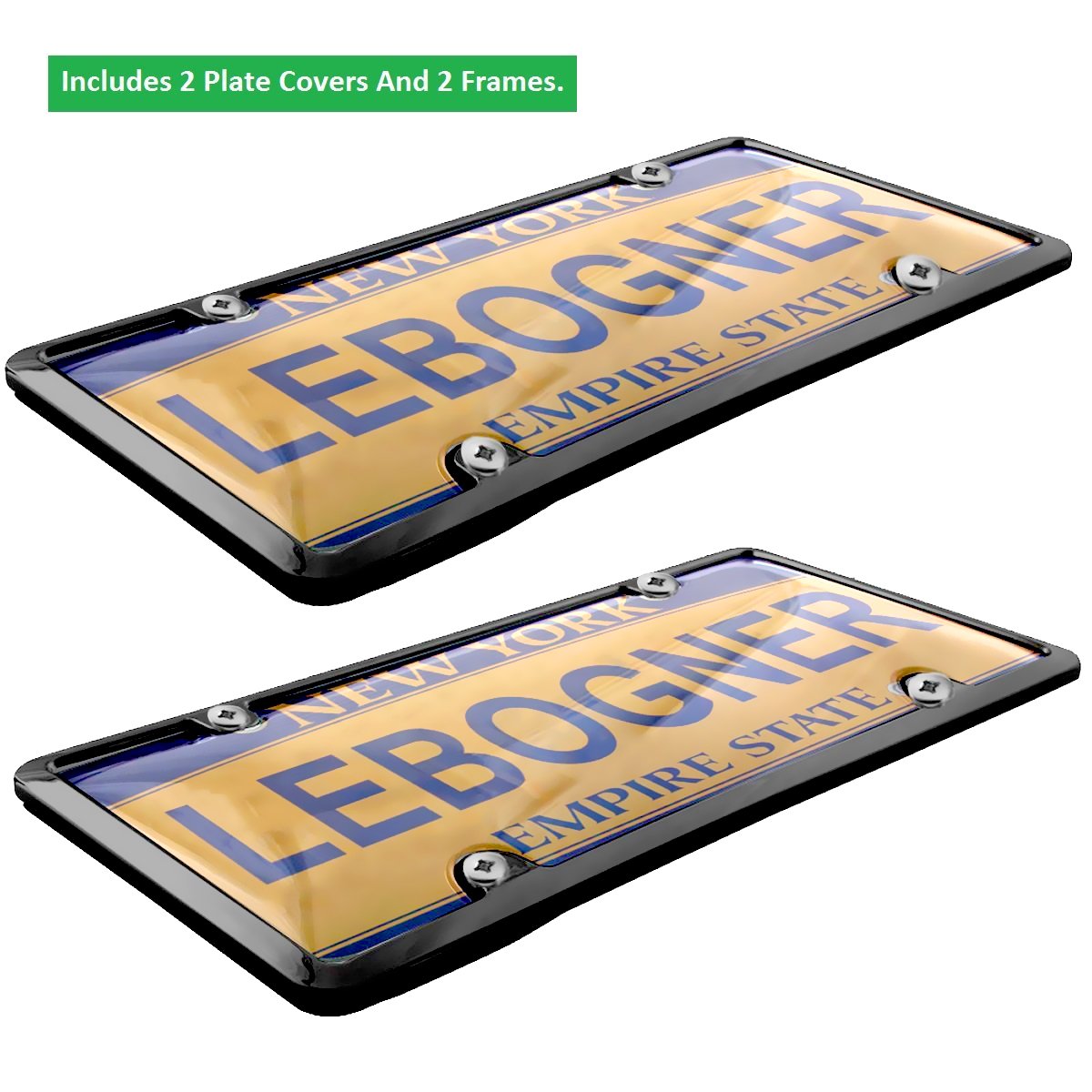 lebogner Car License Plates Shields and Frames Combo, 2 Pack Clear