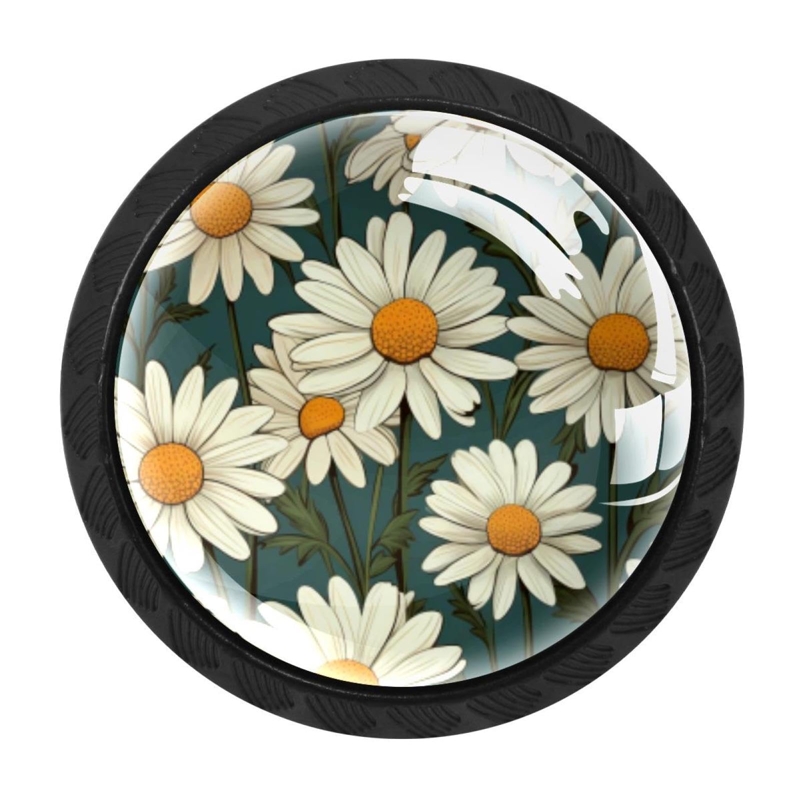 Chenzzzz Multicolored 10 4 Pack Round Cabinet Knobs For Kitchen Bathroom Closet Dresser Cabinets, Daisy