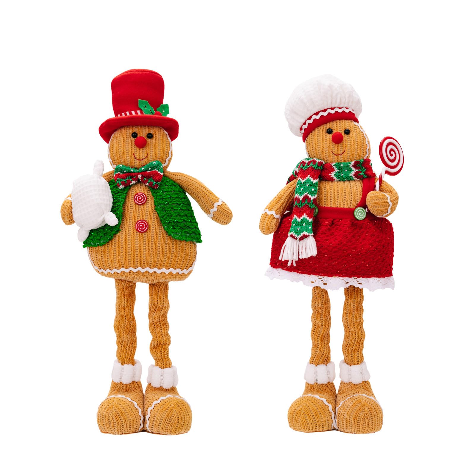 Tsophreniq Holiday Gingerbreads Gnomes Plush Pair Christmas Gingerbreasd Theme Gnomes Plush Dolls Festival Home Ornament Fireplaces Mantles Adornment