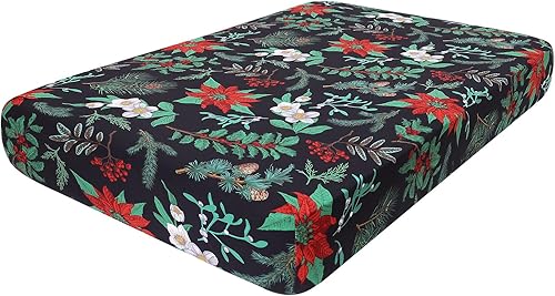 Miniatura 59 de hyha Fundas de cojín de sofá estampadas, fundas de sofá florales lavables para sofá de 3 cojines, fundas de cojín elásticas con patrón de Rojo y