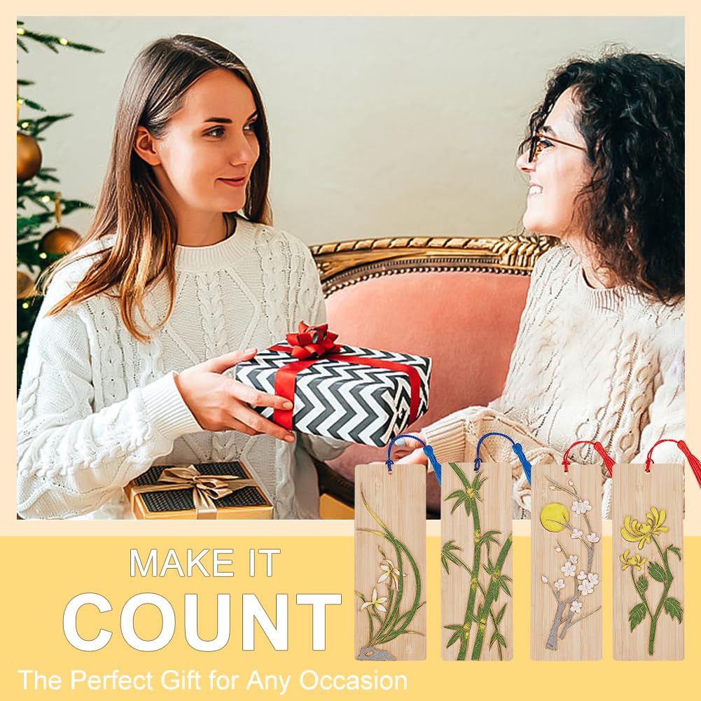 WEBEEDY Cloisonne Enamel Bookmark DIY Bamboo Bookmark With Tassels Rectangle Blank With All Accessories And Instruction Enamel Bookmark For - View #11