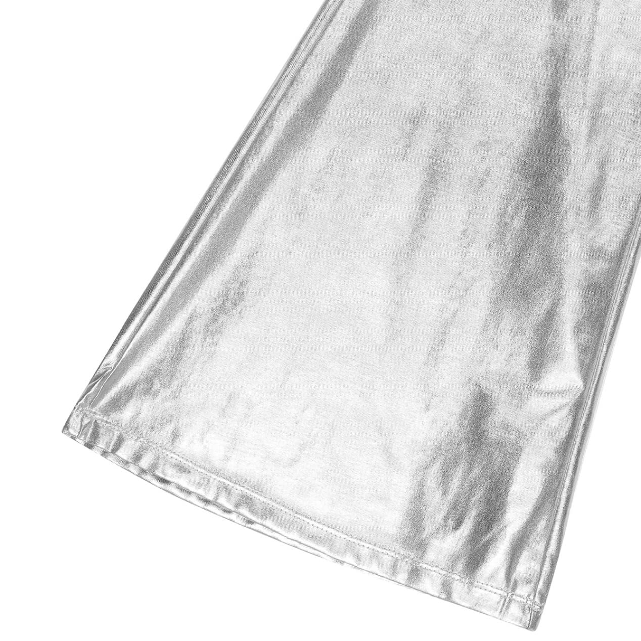 inlzdz Pantalón Retro de Los Años 70 para Hombre Brillante Pantalones Largos de Danza Disco Campana Metálico Ropa Escénica Clubwear