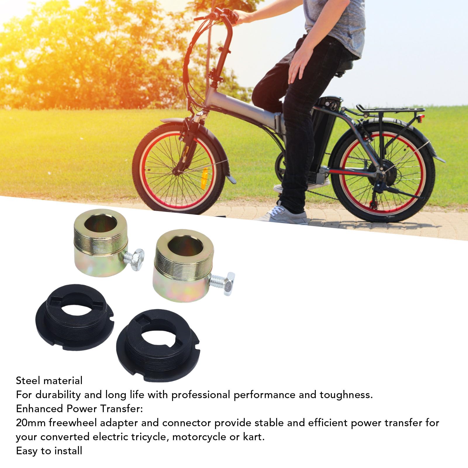 Adaptateur de roue libre et kit de connecteur pour tricycles électriques et motos – Roue libre de rechange en acier de 20 mm