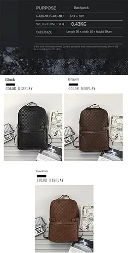 Miniatura 4 de Ocio PU cuero mochila estilo doble bolso de hombro multifuncional mochila universidad mochila senderismo viaje bolsa, Negro2, Ocio