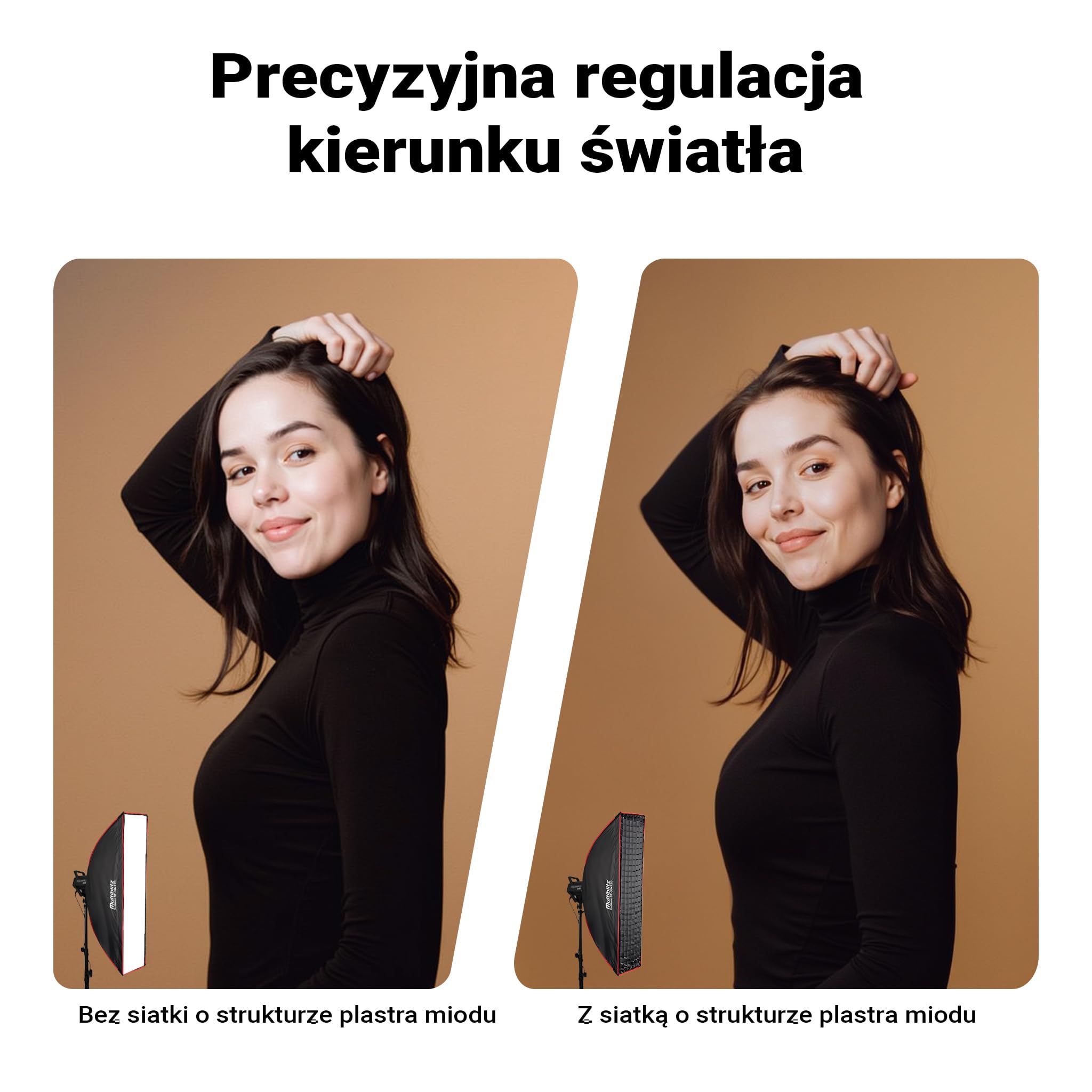 Multiblitz Softbox SF-60x90 Bowens, z siatką i dyfuzorami, modyfikator światła do lamp studyjnych i stałego światła LED, dyfuzor światła do fotografii portretowej i oświetlenia filmowego