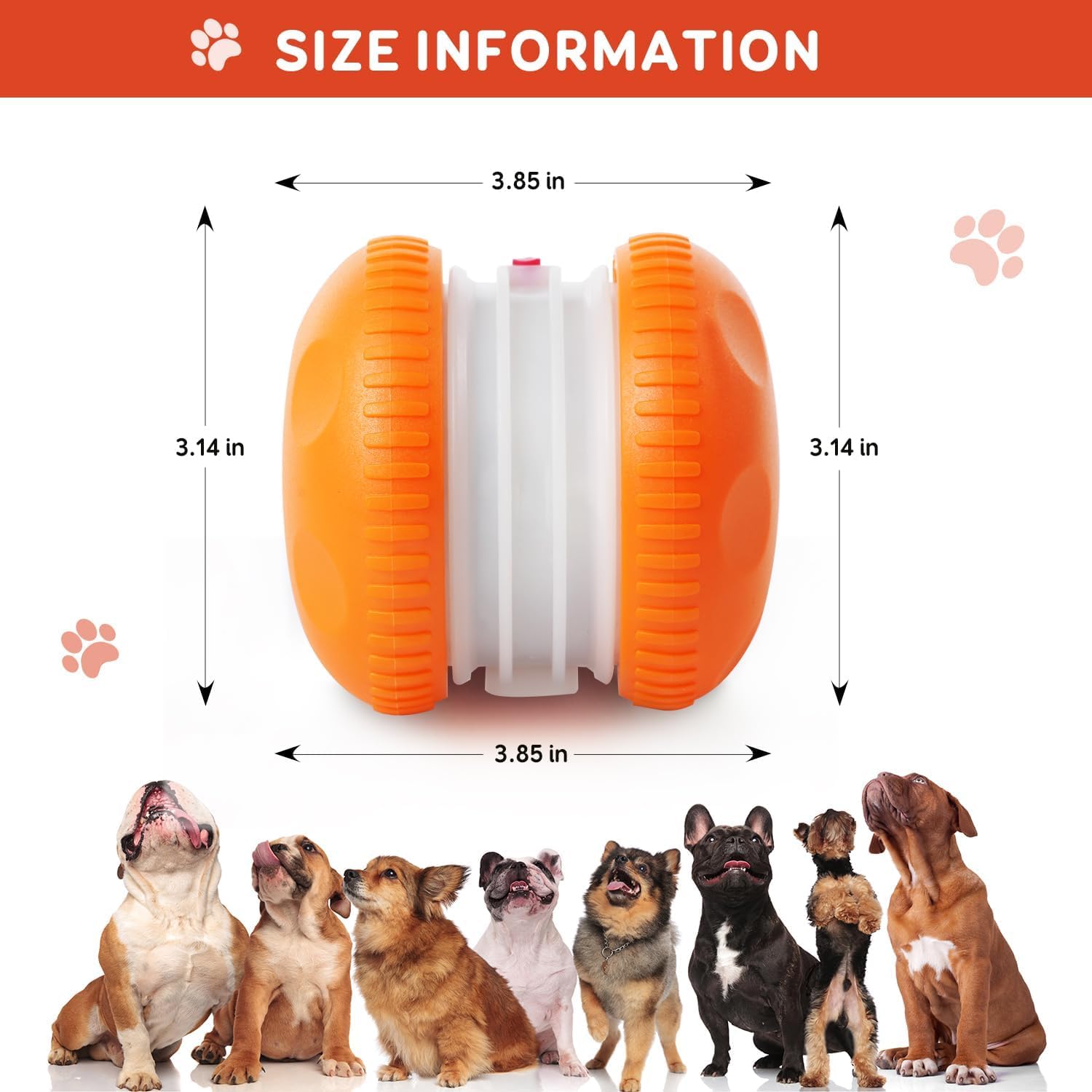 QGI Interactive Dog Toys, Random Path Electric Automatic Moving and Rolling Dogs Toy with Rope for Small Medium Large Dogs, Motion-Activated Dog Stimulation Toy for Boredom Relief (Orange) - image 8