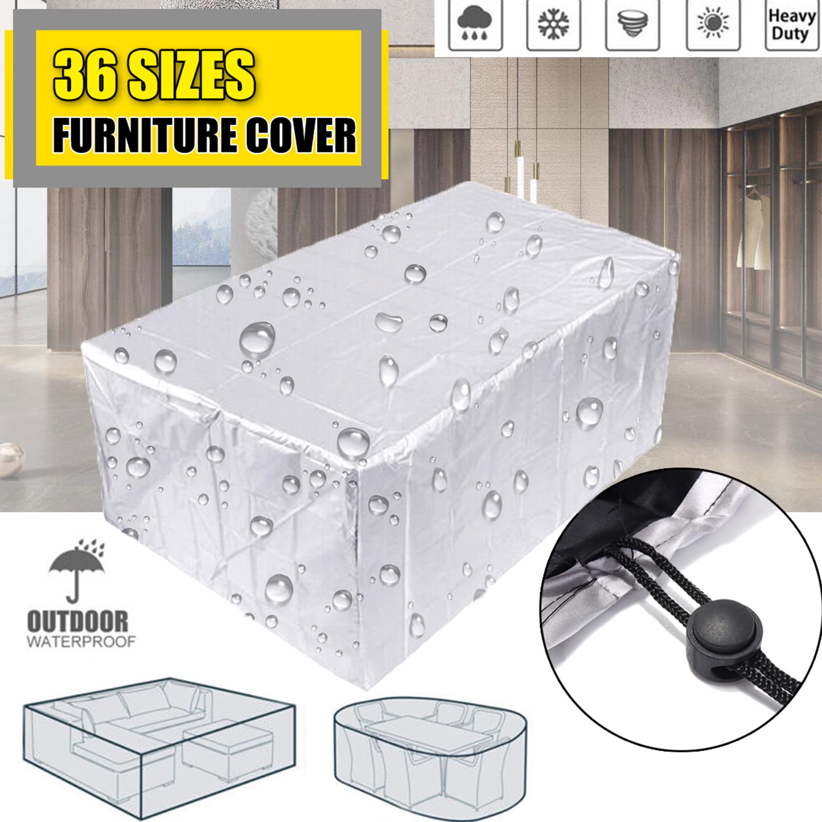 AVLUZ Coperture per mobili in tessuto Oxford per esterni, impermeabile, per terrazza, giardino, pioggia, neve, tavolo da divano, protezione antipolvere (255 x 255 x 80 cm)