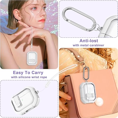 Miniatura 7 de Funda transparente para AirPods Pro de 21 generación, funda de bloqueo seguro para Apple Airpod Pro 2 y 1 Gen con correa de silicona para la muñeca,