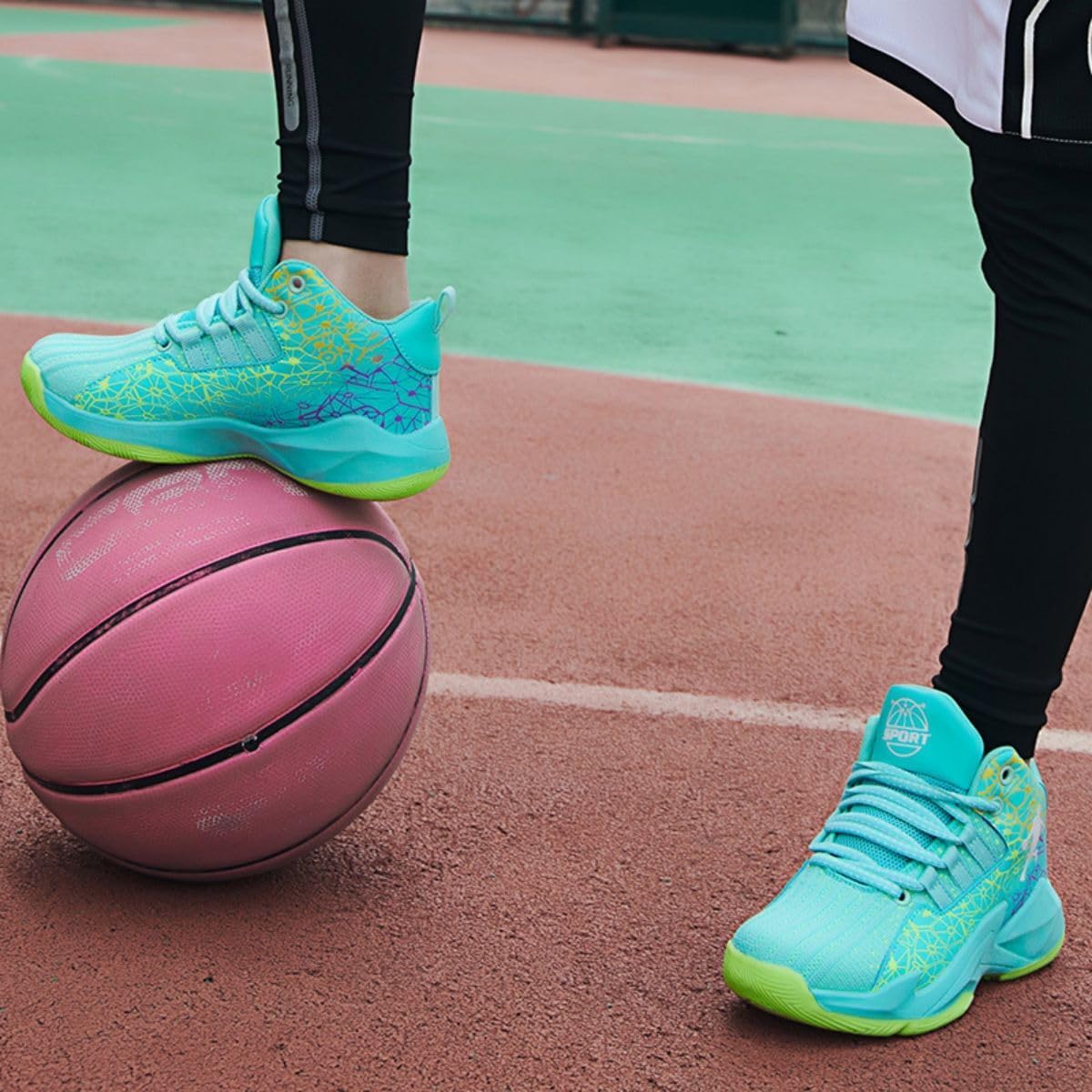 Zapatillas de Baloncesto para Niños Moda Calzado de Baloncesto para Niño Aire Libre Deportivas Fitness Antideslizantes para Correr Zapatos de Running (BBA-R16, 34EU)