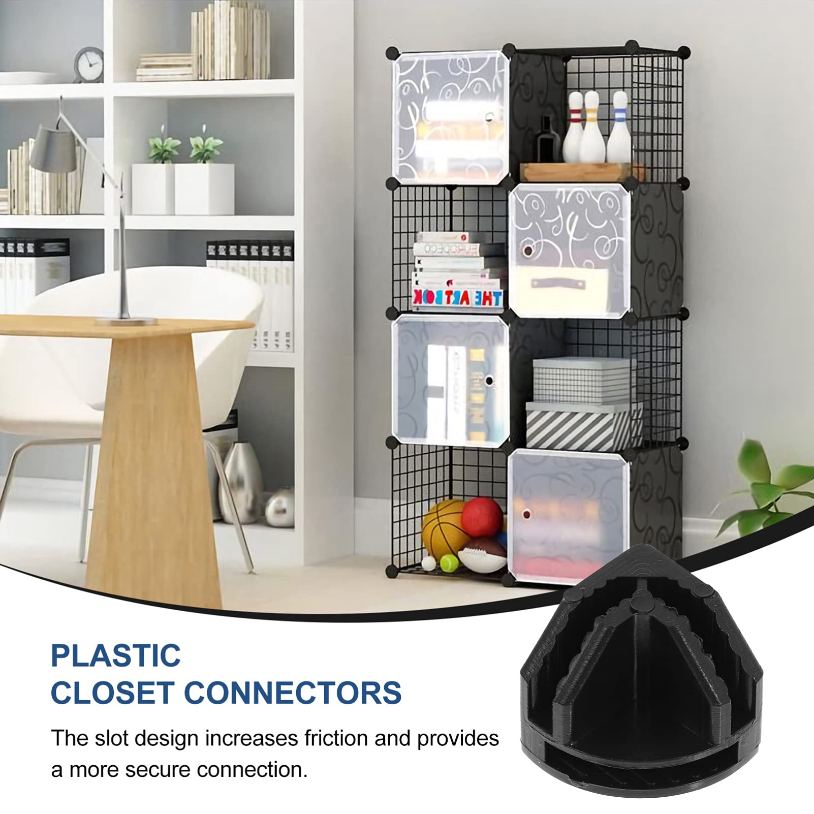 VOSAREA 20 Stück Würfelverbinder Aus Kunststoff - Für Modulare Schränke & Drahtgitter-Organizer, Schwarz