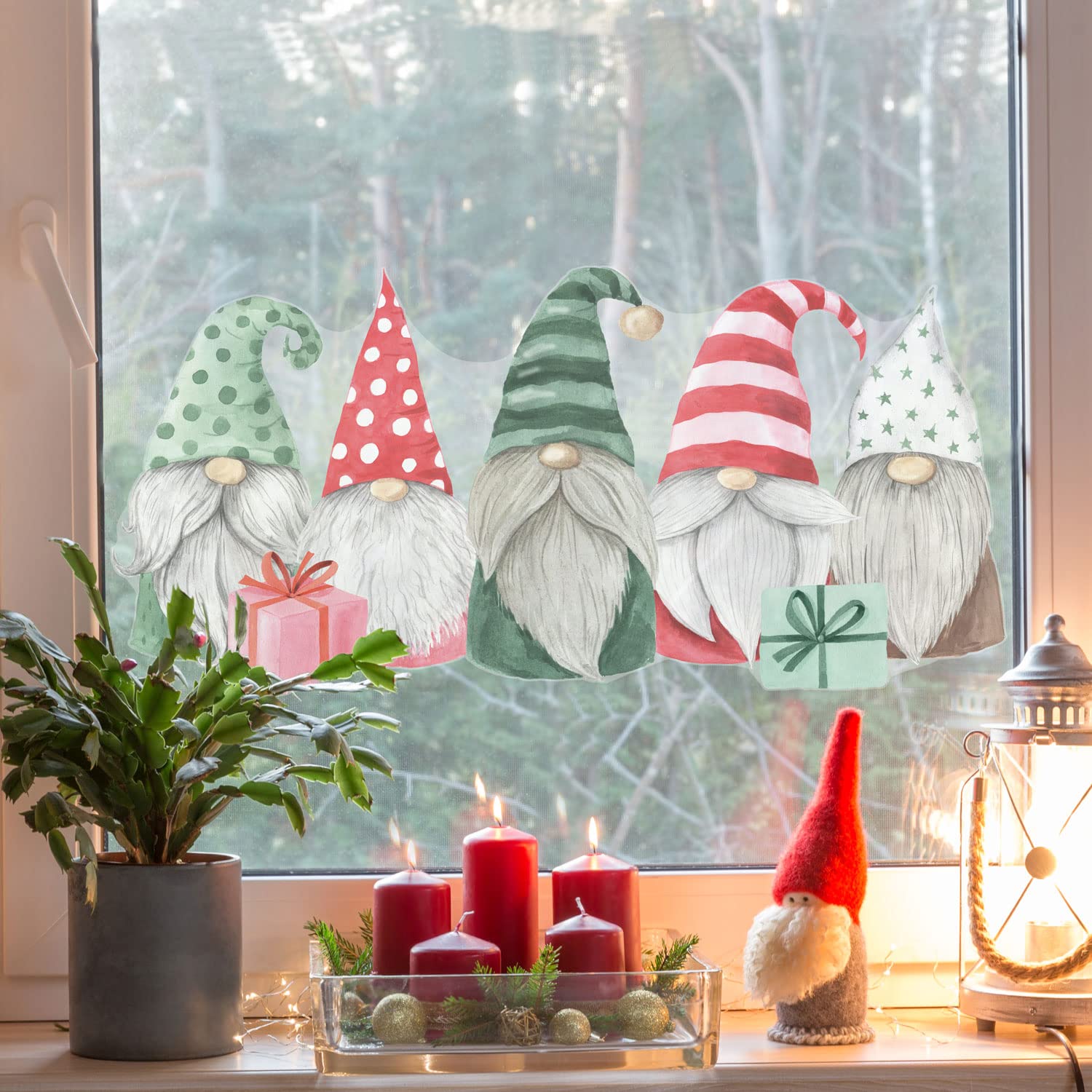 Stickerscape Gonks Christmas Window Stickers (Gonks)| Christmas Window Decorations To Create A Winter Themed Display | Reusable, Re-Positionable And Cleanly Removable