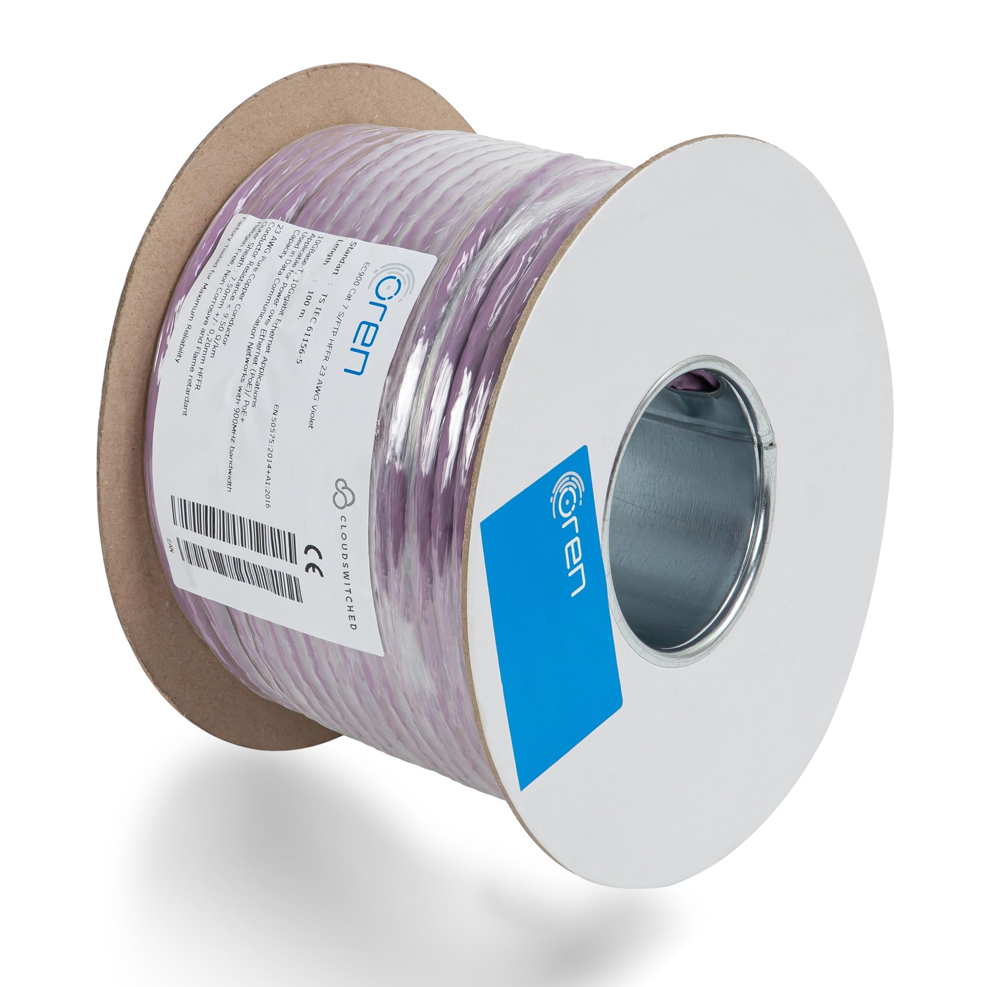 Oren CAT7 100m Cavo Ethernet – 23 AWG Cavo in Rame Nudo – B2ca - 900 MHz Larghezza Banda S/FTP Cavo di Rete LAN Internet, senza alogeni, anticorrosivo, antifiamma – 10GbE