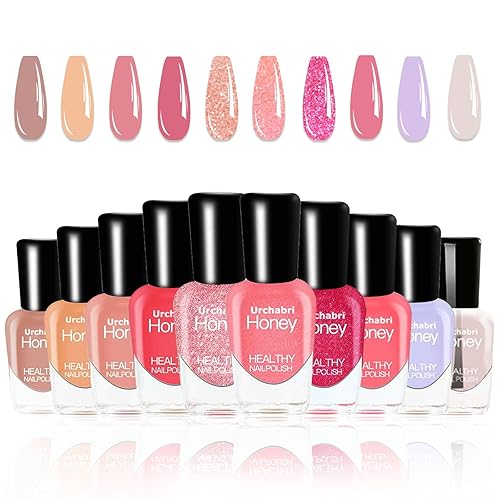 Urchabri Esmalte de uñas, juego de esmaltes de uñas de 10 colores, esmalte de uñas de secado rápido, kit de esmalte de uñas, esmalte de uñas no