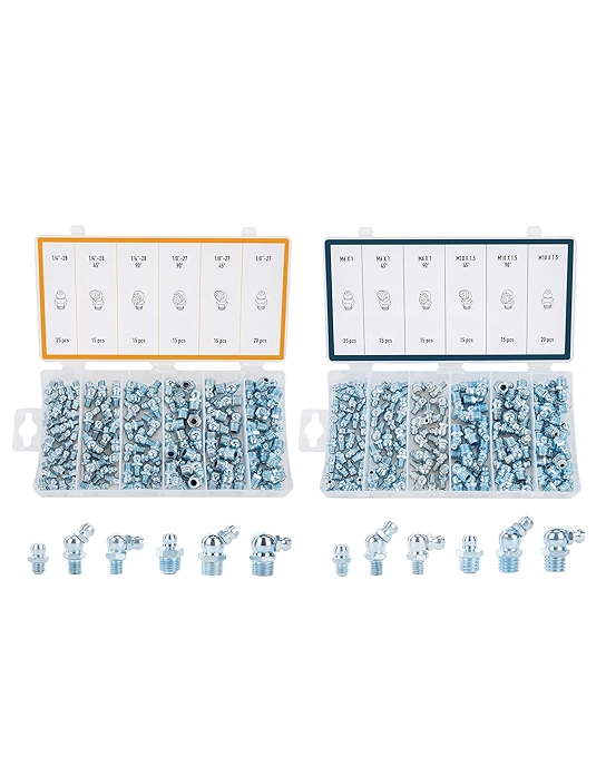 ZELCAN 230件液压润滑脂接头套装 - SAE和公制润滑嘴组合工具箱