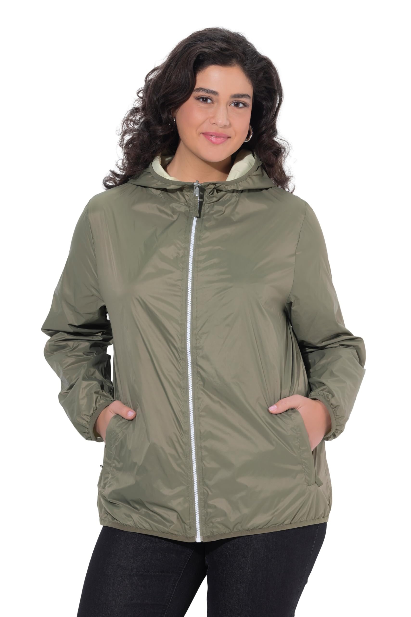 Ulla Popken Damen große Größen Übergrößen Plus Size HYPRAR Wendejacke, wasserabweisend, Kapuze 846569