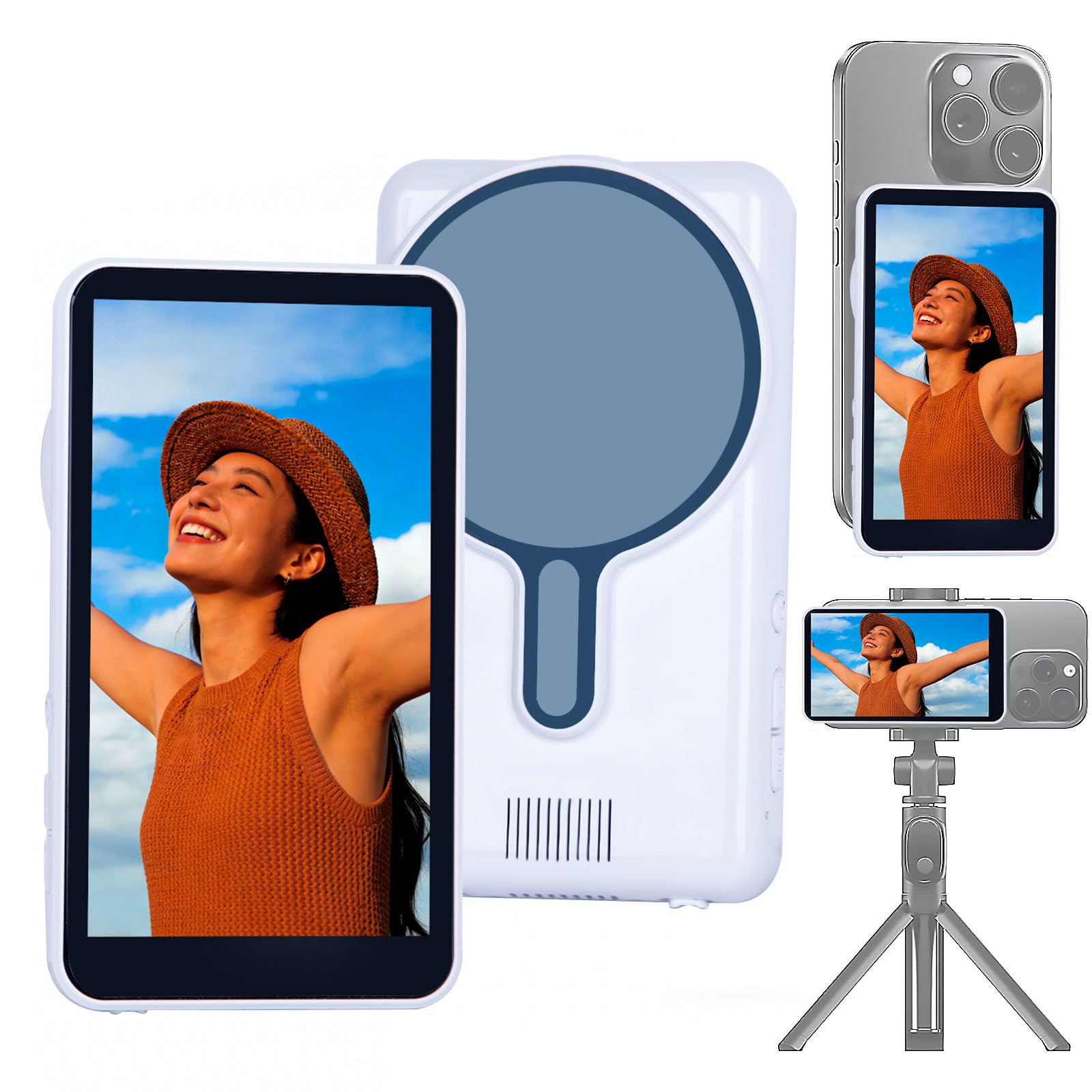 4K 30fps Wireless Vlog Selfie Back Camera Screen Monitor Mirror for iPhone/Android with Magnetic Bluetooth Remote Control,Smallrig Monitor,Content Creator Essentials,4.02 Inch, 1500Am Battery-image-12