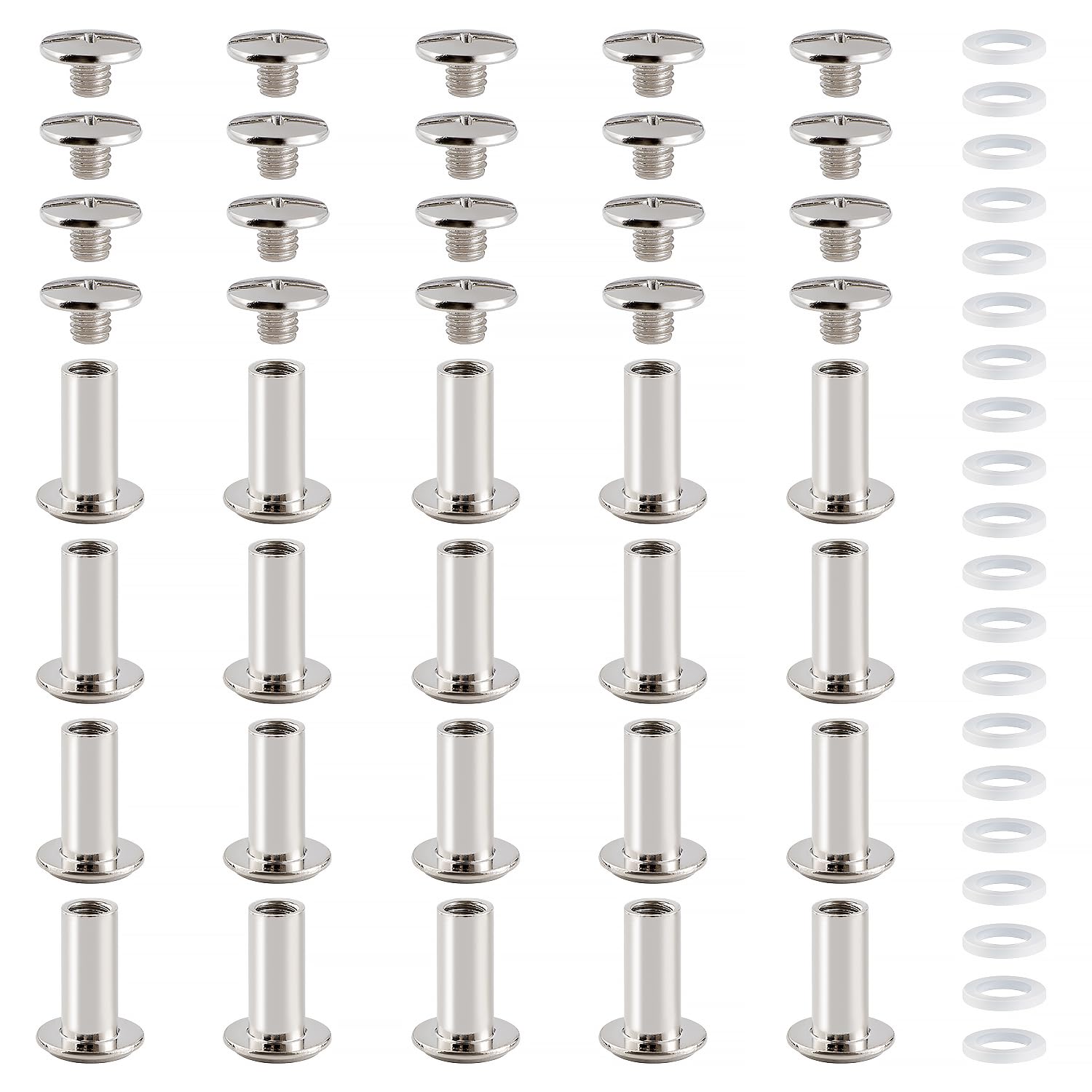 YIXISI 20 Set M5x12mm Chicago Binding Screws Kit, Book Binding Rivets, Leather Rivets, Binding Screws Posts