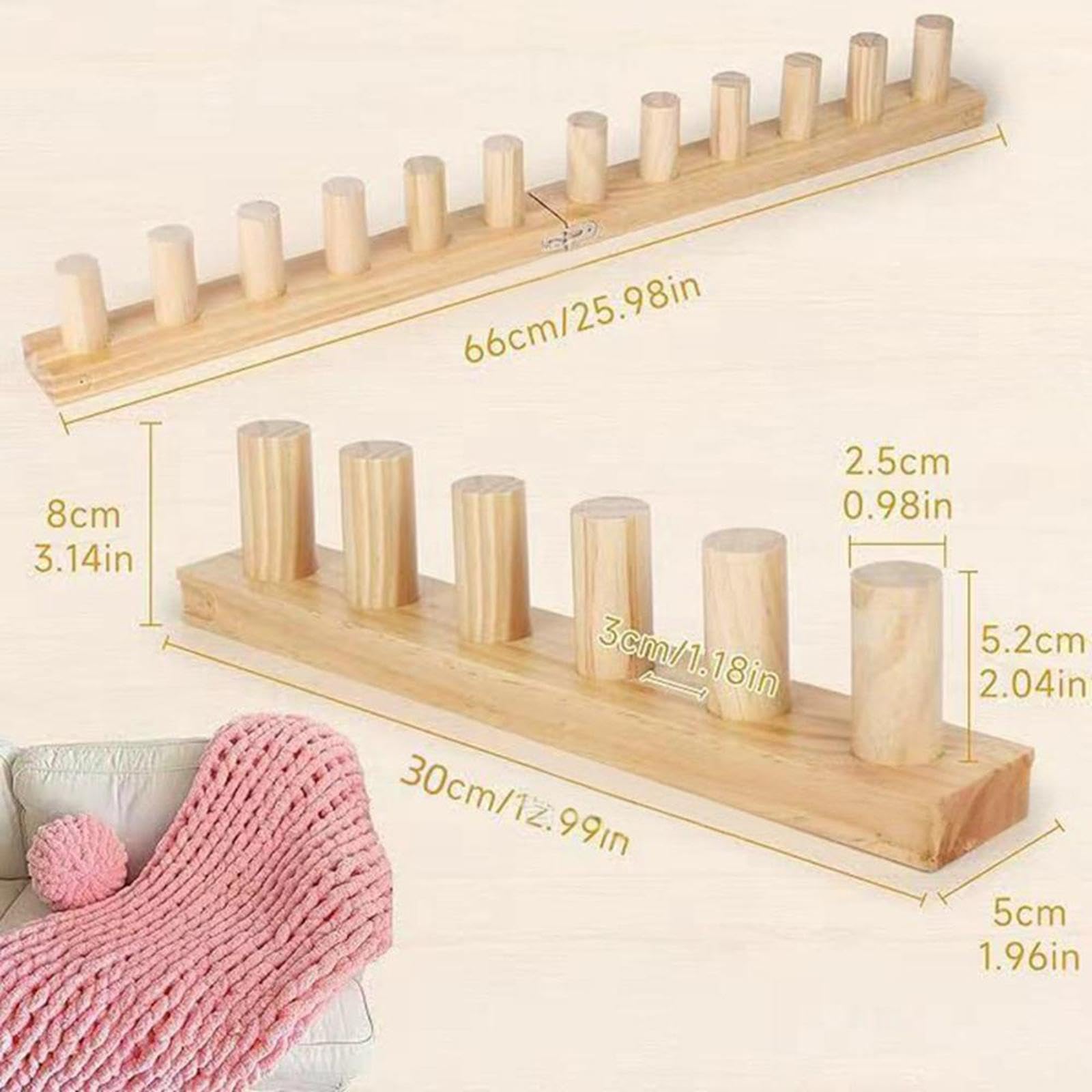 Métier à Tricoter, Kit de Tricot à La Main pour Débutants, Portable, pour La Confection de Couvertures, en Bois, Réutilisable, Accessoire de Cadeaux A, 3 Pièces