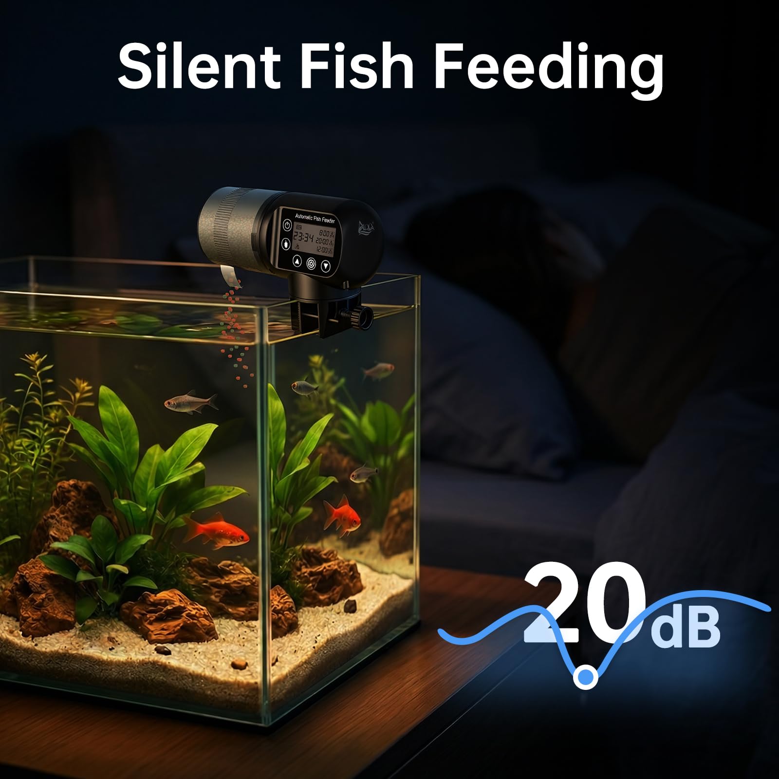 AQQA Futterautomat Aquarium,Automatischer Fischfutterspender mit 3 Fütterungsmodi,200ML programmierbarer Fischfutterautomat mit LCD-Timer für Urlaub und Wochenende