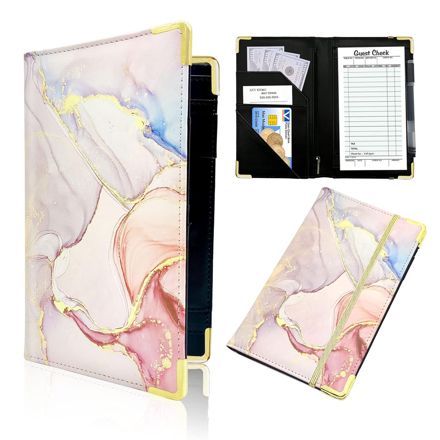 Server Books for Waitress with Zipper Pocket,Server Book