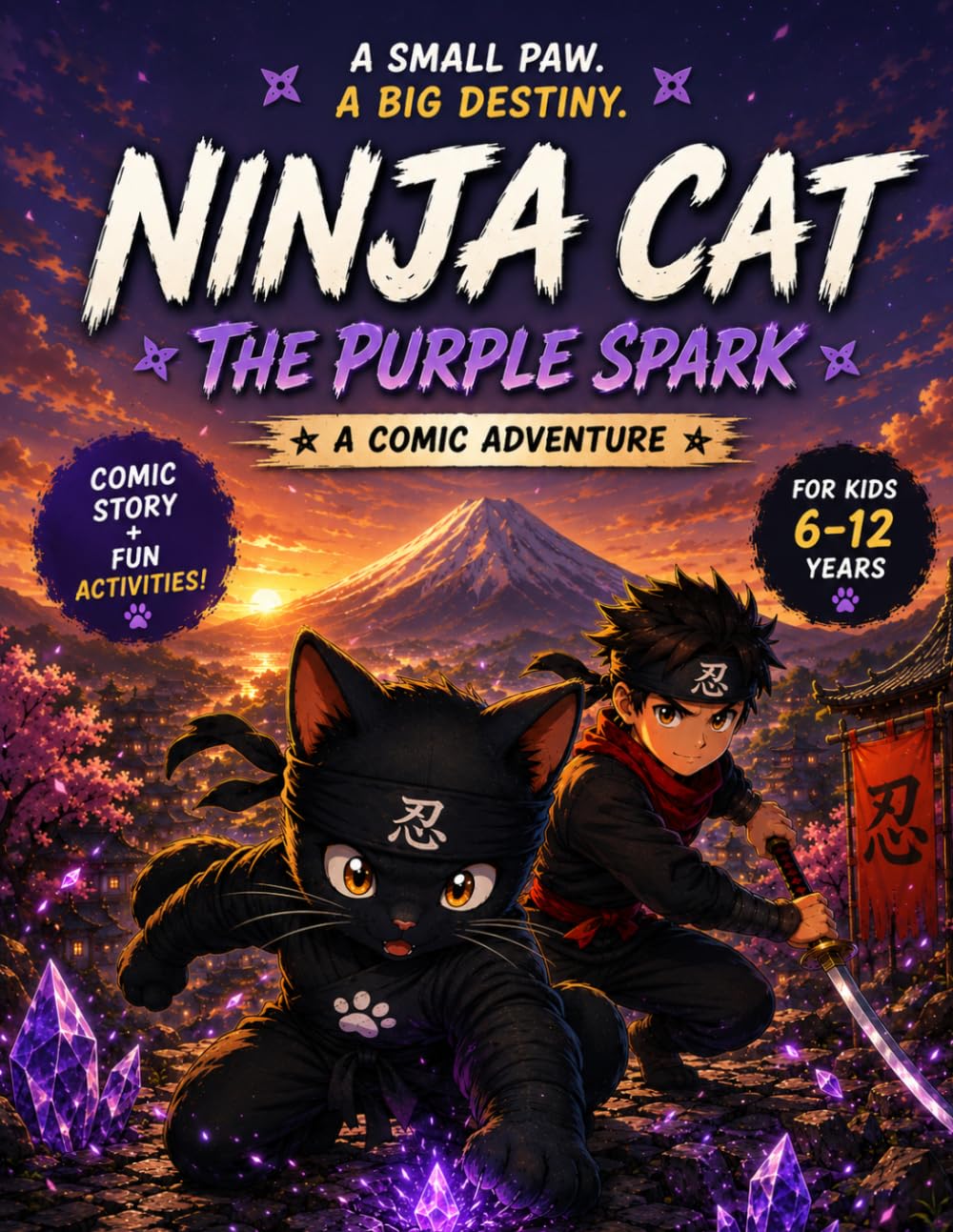 NINJA CAT: THE PURPLE SPARK: A Comic Adventure + Fun Activities!